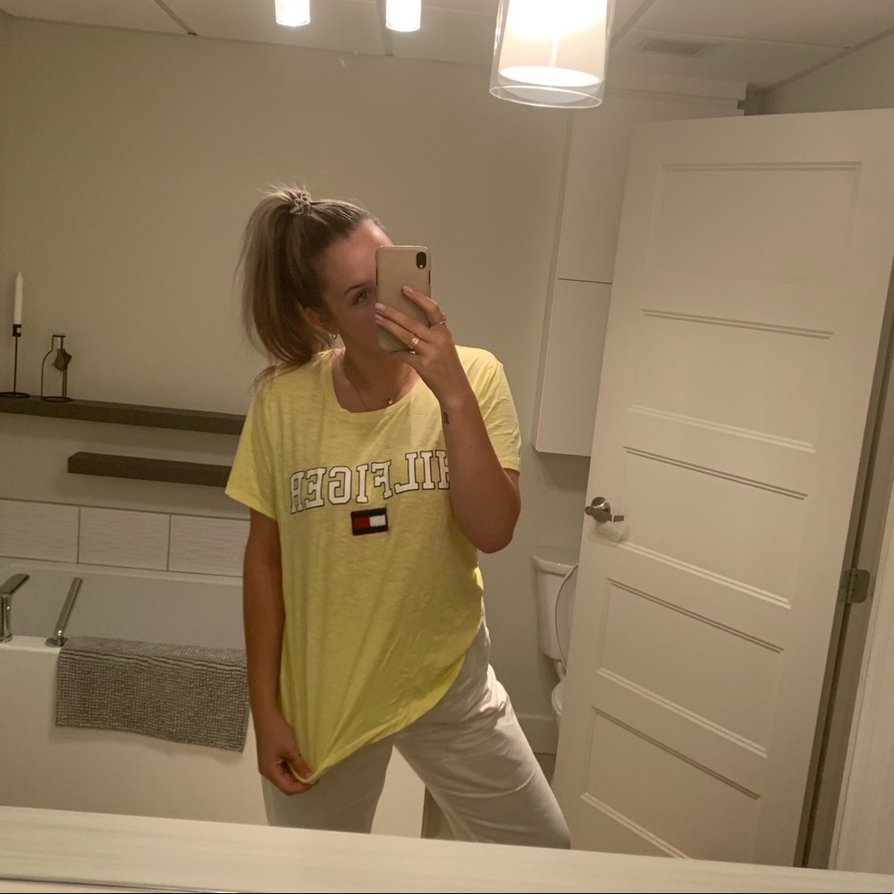 Yellow t-shirt logo
